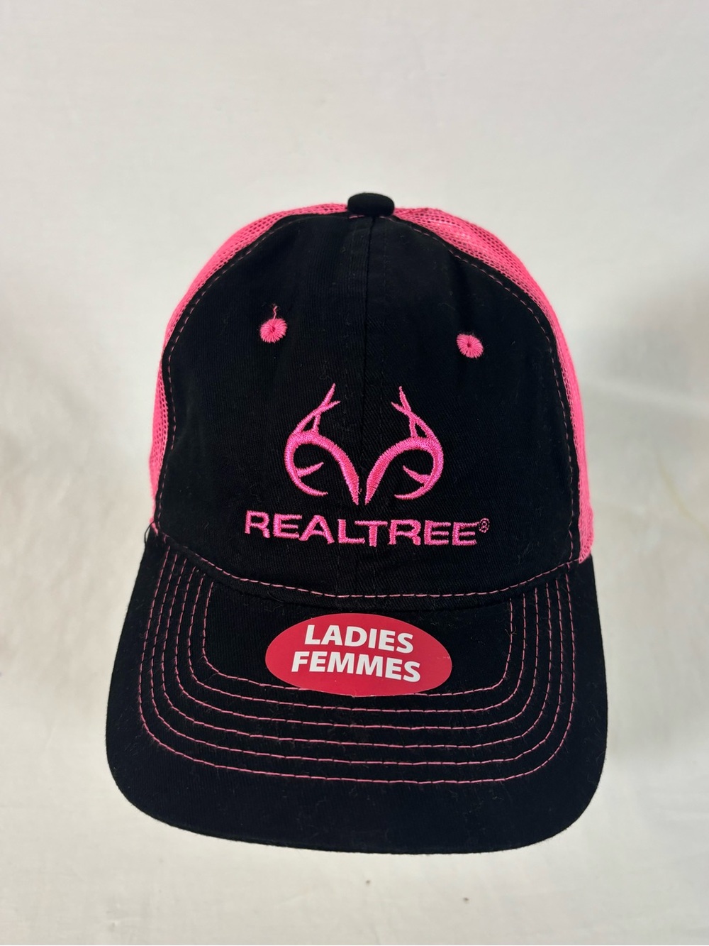 Realtree Women’s Embroidered Black Hot Pink Trucker Hat Mesh Snapback Hunting os